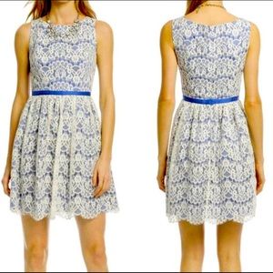Blue and white lace dress